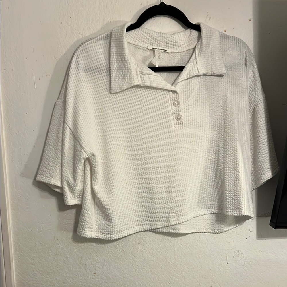 White Textured Women's Top